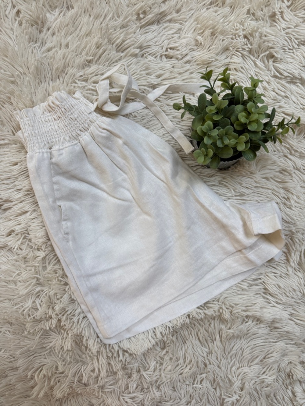 Love Tree Elastic-Waist Tie Front Shorts π Ivory - Picture 6 of 15